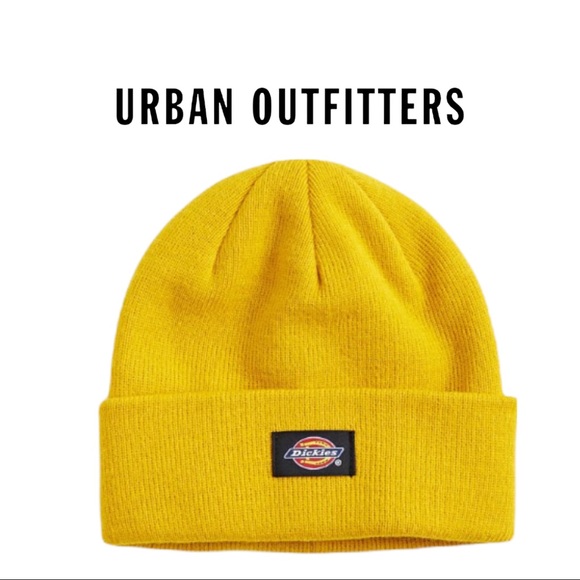Short Roll Mens Yellow Beanie 